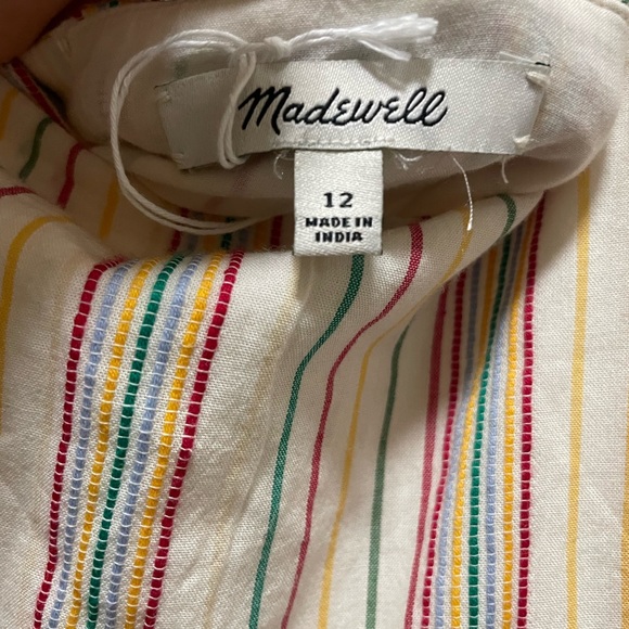 Size 12 madewell Button-Back Tiered Dress in Textural Rainbow Stripe - Picture 8 of 8